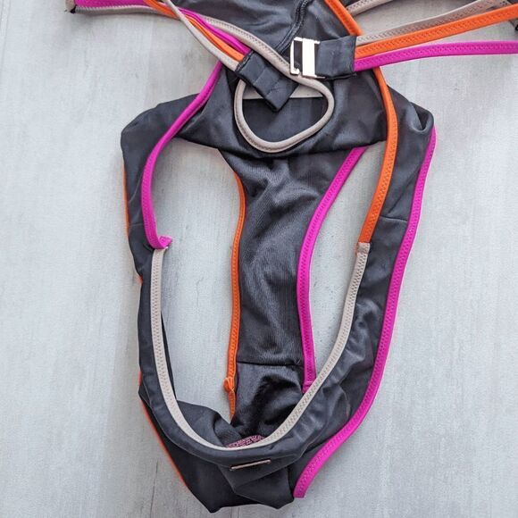 Victoria's Secret Monokini Cross Front Brazilian Cut Black w Multicolored Trim S - Picture 8 of 9